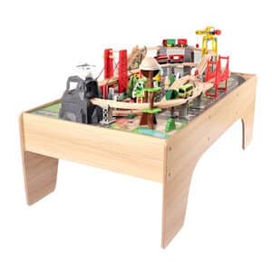 Wood train with table