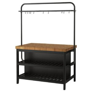 kitchen island table with rack, black_oak