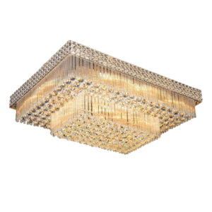 Golden Square Crystal Double Layer Chandeliers